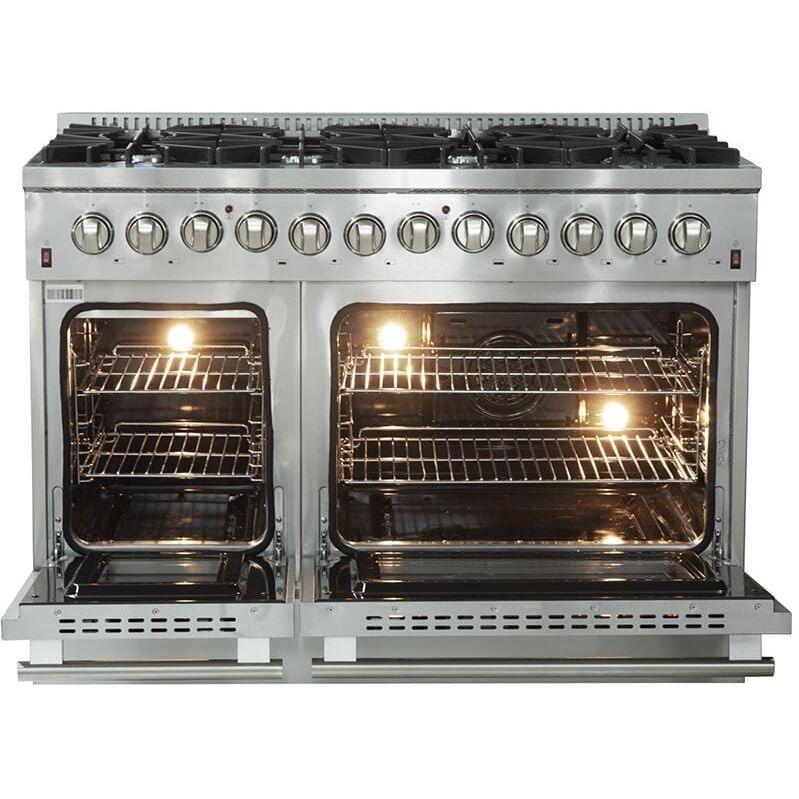 Forno 48 Inch Galiano Gas Burner and Electric Oven Range in Stainless Steel with 8 Italian Burners, FFSGS6156-48 - ShopHubDepot