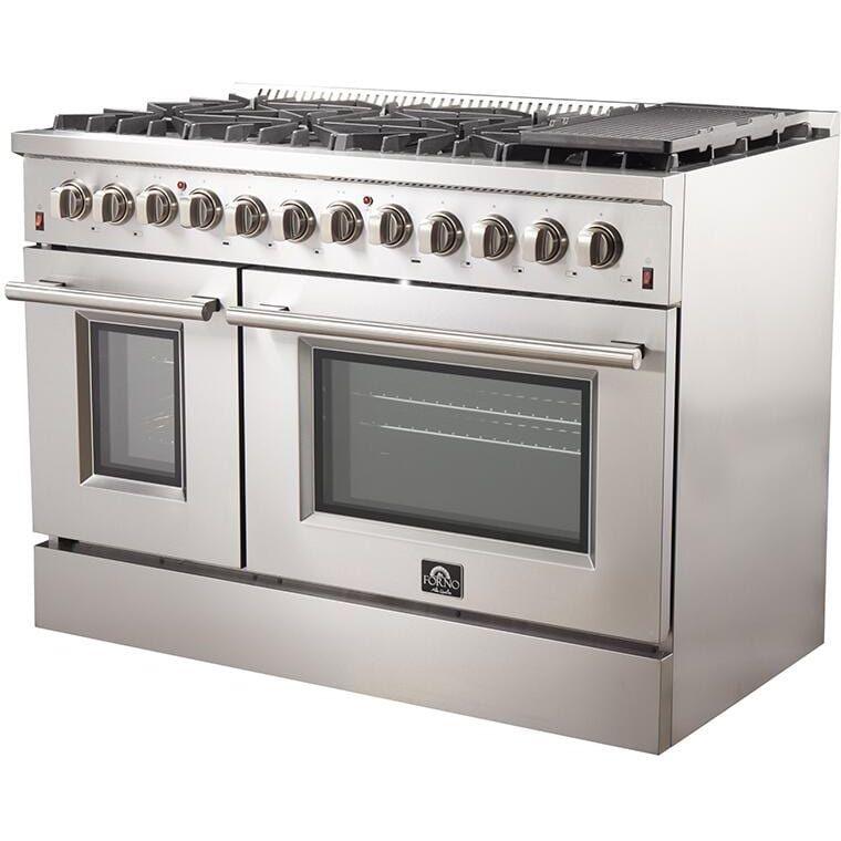 Forno 48 Inch Galiano Gas Burner and Electric Oven Range in Stainless Steel with 8 Italian Burners, FFSGS6156-48 - ShopHubDepot