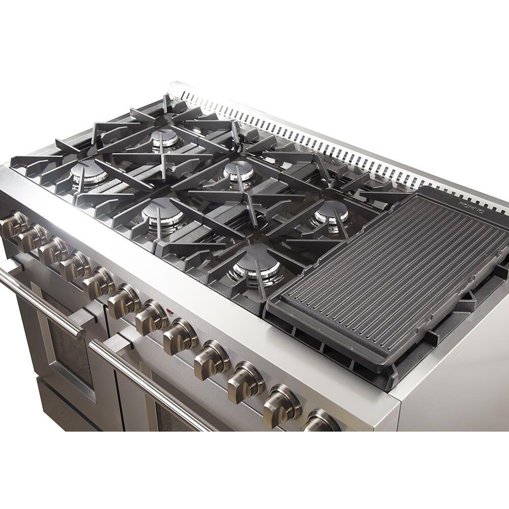 Forno Appliance Package - 48 Inch Dual Fuel Range, 60 Inch Refrigerator, Microwave Drawer, Dishwasher, AP-FFSGS6156-48-7 - ShopHubDepot
