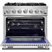 Forno Appliance Package - 36 Inch Pro Gas Range, Wall Mount Range Hood, Refrigerator, Microwave Drawer, Dishwasher, AP-FFSGS6260-36-W-8 - ShopHubDepot