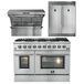 Forno Appliance Package - 48 Inch Gas Range, Wall Mount Range Hood, 60 Inch Refrigerator, AP-FFSGS6244-48-4 - ShopHubDepot