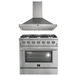 Forno Appliance Package- 36 Inch Gas Range, Wall Mount Range Hood, AP-FFSGS6244-36-W - ShopHubDepot