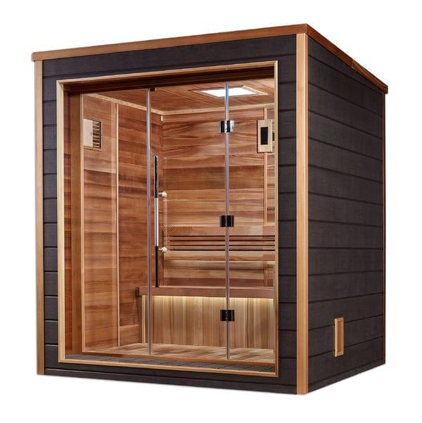 Golden Designs Drammen 3 Person Outdoor-Indoor Traditional Sauna - Canadian Red Cedar Interior - GDI-8203-01 - ShopHubDepot