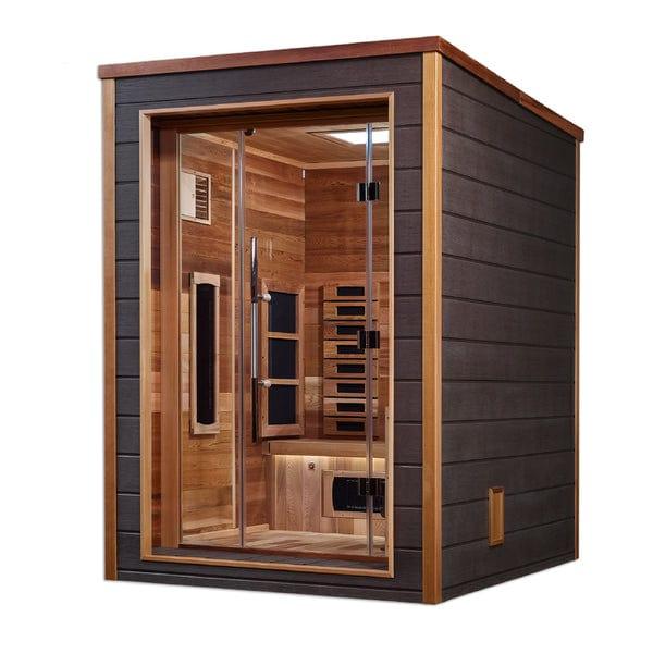 Golden Designs Nora 2 Person Outdoor-Indoor PureTech™ Hybrid Full Spectrum Sauna - Canadian Red Cedar Interior GDI-8222-01 - ShopHubDepot