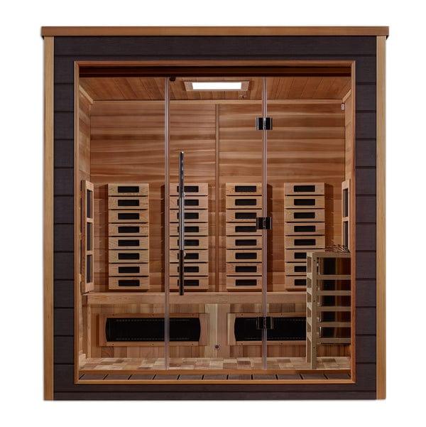Golden Designs Visby 3 Person Outdoor-Indoor PureTech™ Hybrid Full Spectrum Sauna - Canadian Red Cedar Interior GDI-8223-01 - ShopHubDepot