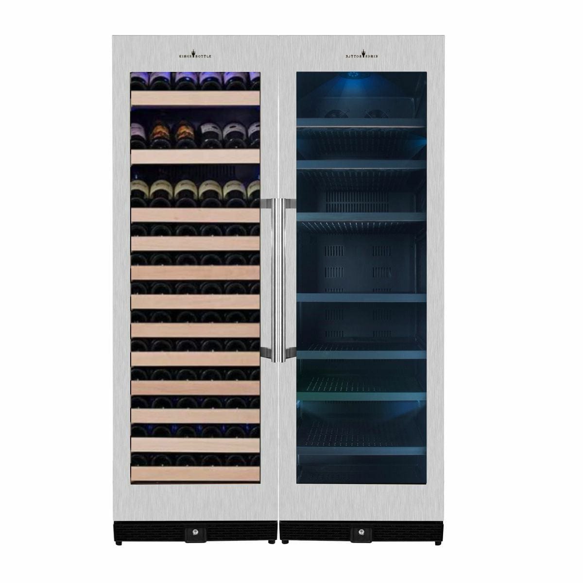 Kings Bottle 72" Large Wine And Beverage Cooler Drinks Combo With Clear Door - KBU170BW2-FG - ShopHubDepot