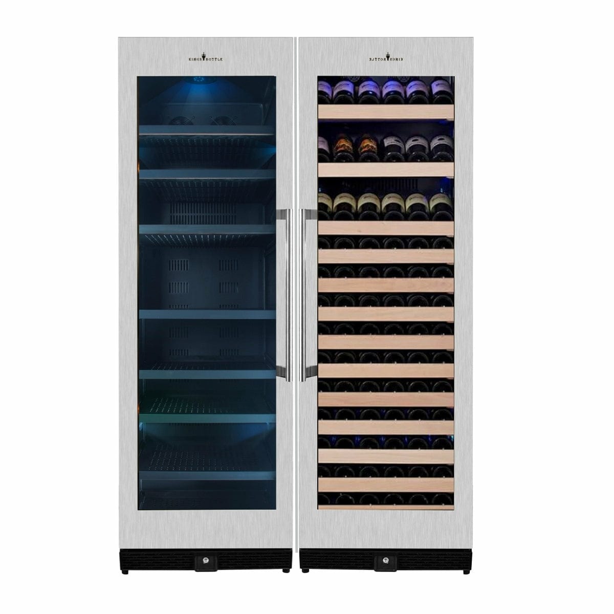 Kings Bottle 72" Large Wine And Beverage Cooler Drinks Combo With Clear Door - KBU170BW2-FG - ShopHubDepot