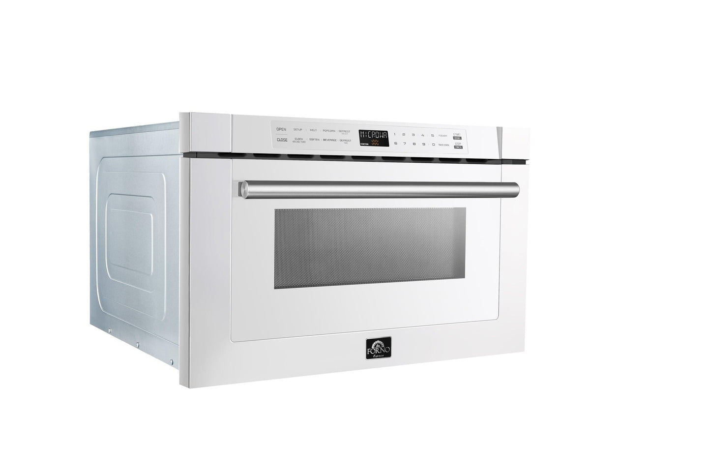 Forno Espresso Capoliveri 24-Inch Microwave Drawer in White with Stainless Steel Handle (FMWDR3000-24WHT) - ShopHubDepot