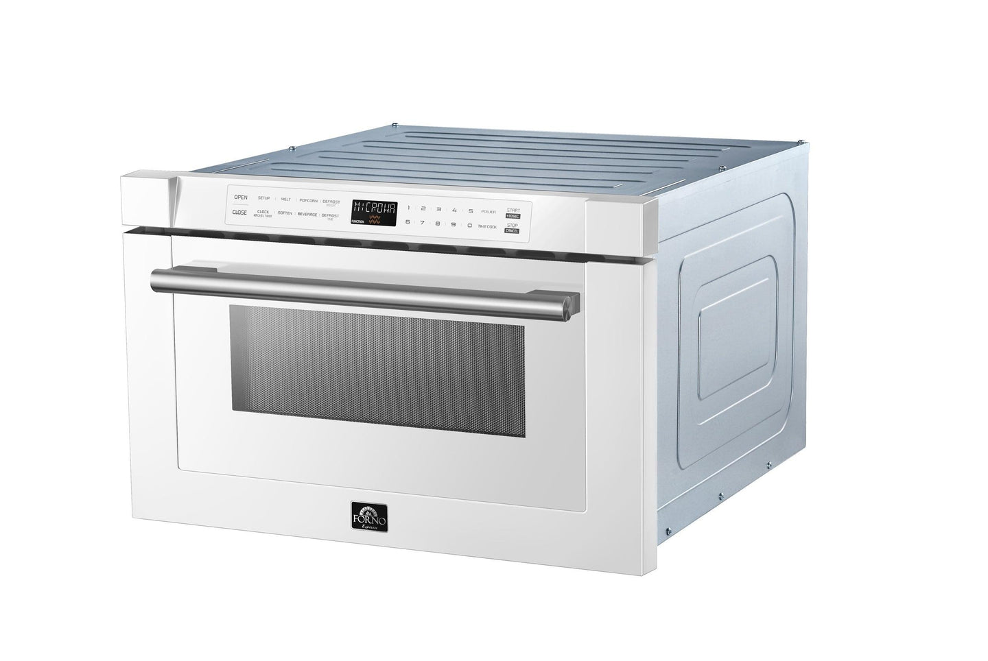 Forno Espresso Capoliveri 24-Inch Microwave Drawer in White with Stainless Steel Handle (FMWDR3000-24WHT) - ShopHubDepot