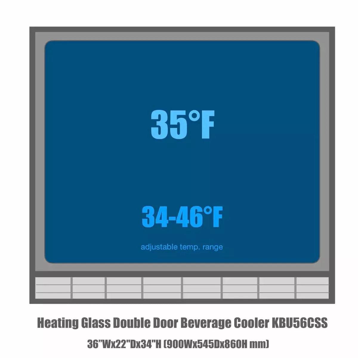 Kings Bottle 36'' Heating Glass 2 Door Built In Beverage Fridge - KBU56M - ShopHubDepot