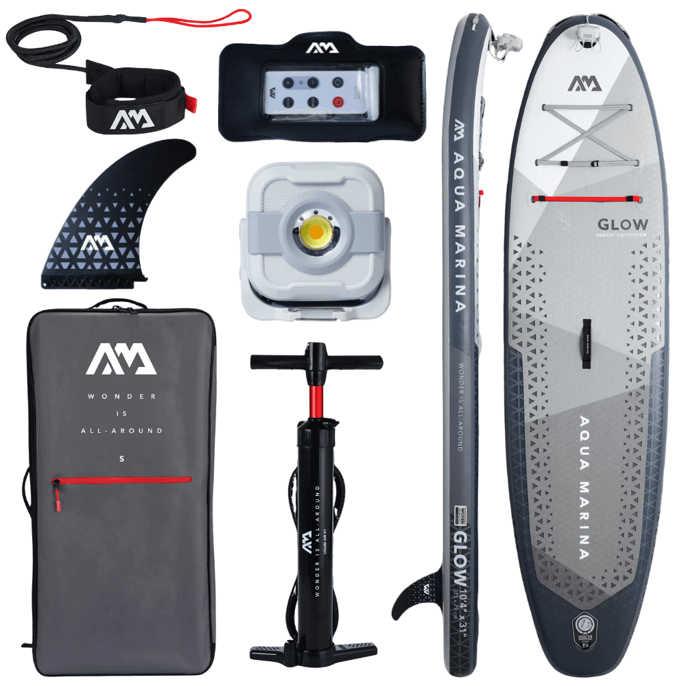 Aqua Marina Glow - All-around iSUP with Ambient Light System, 3.15m/15cm, with safety leash - ShopHubDepot