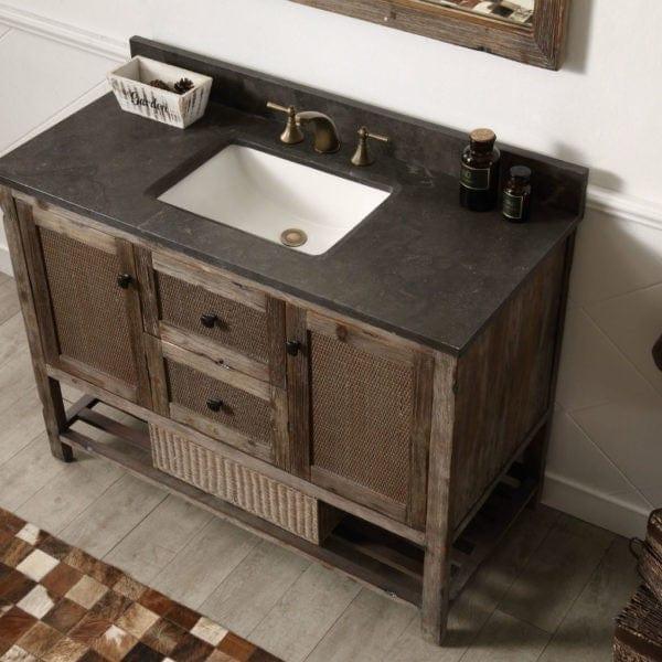 Legion Furniture 48 Inch Solid Wood Vanity in Brown with Moon Stone Top | WH5148-BR - ShopHubDepot