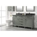 Legion Furniture WLF2260D-PG 60 Inch Pewter Green Finish Double Sink Vanity Cabinet with Blue Lime Stone Top - ShopHubDepot