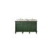 Legion Furniture WLF2260D-VG 60 Inch Vogue Green Finish Double Sink Vanity Cabinet with Carrara White Top - ShopHubDepot