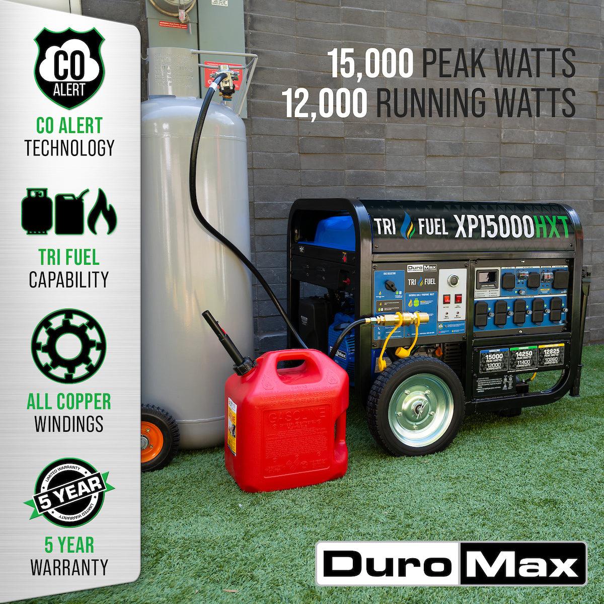 DuroMax XP15000HXT 15,000 Watt Electric Start Tri Fuel Portable Generator - ShopHubDepot