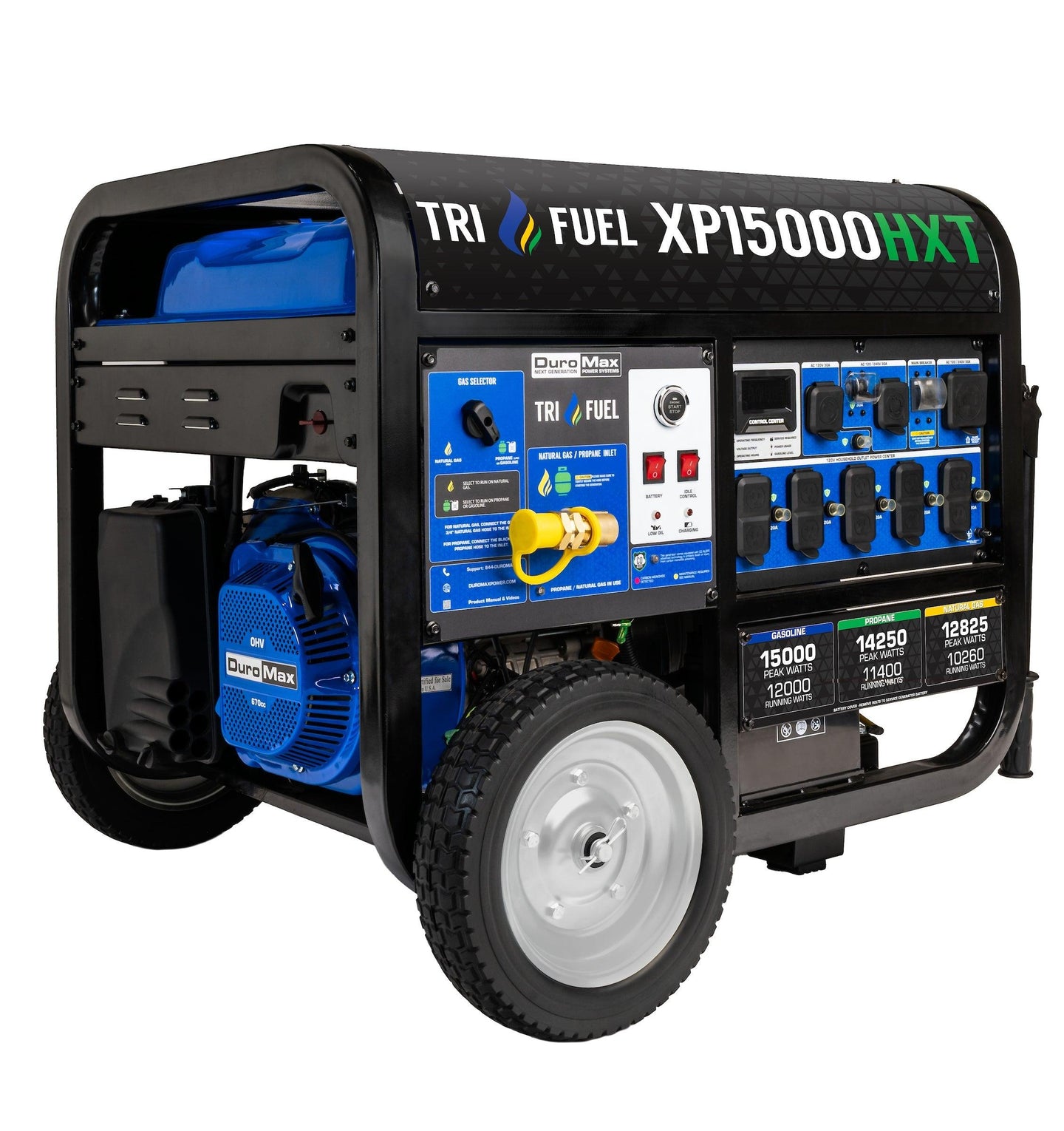 DuroMax XP15000HXT 15,000 Watt Electric Start Tri Fuel Portable Generator - ShopHubDepot