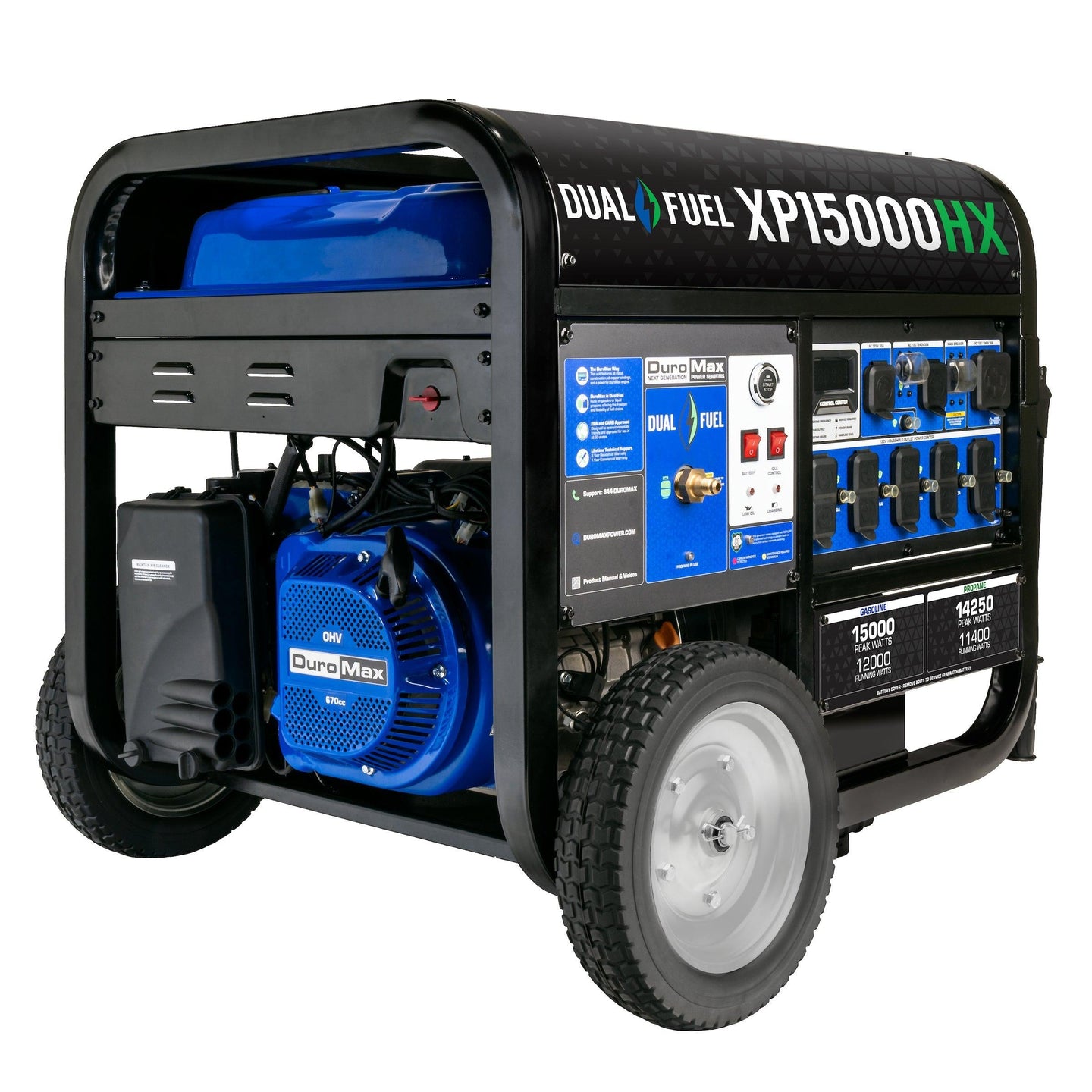 DuroMax XP15000HX 15,000 Watt Electric Start Dual Fuel Portable Generator - ShopHubDepot