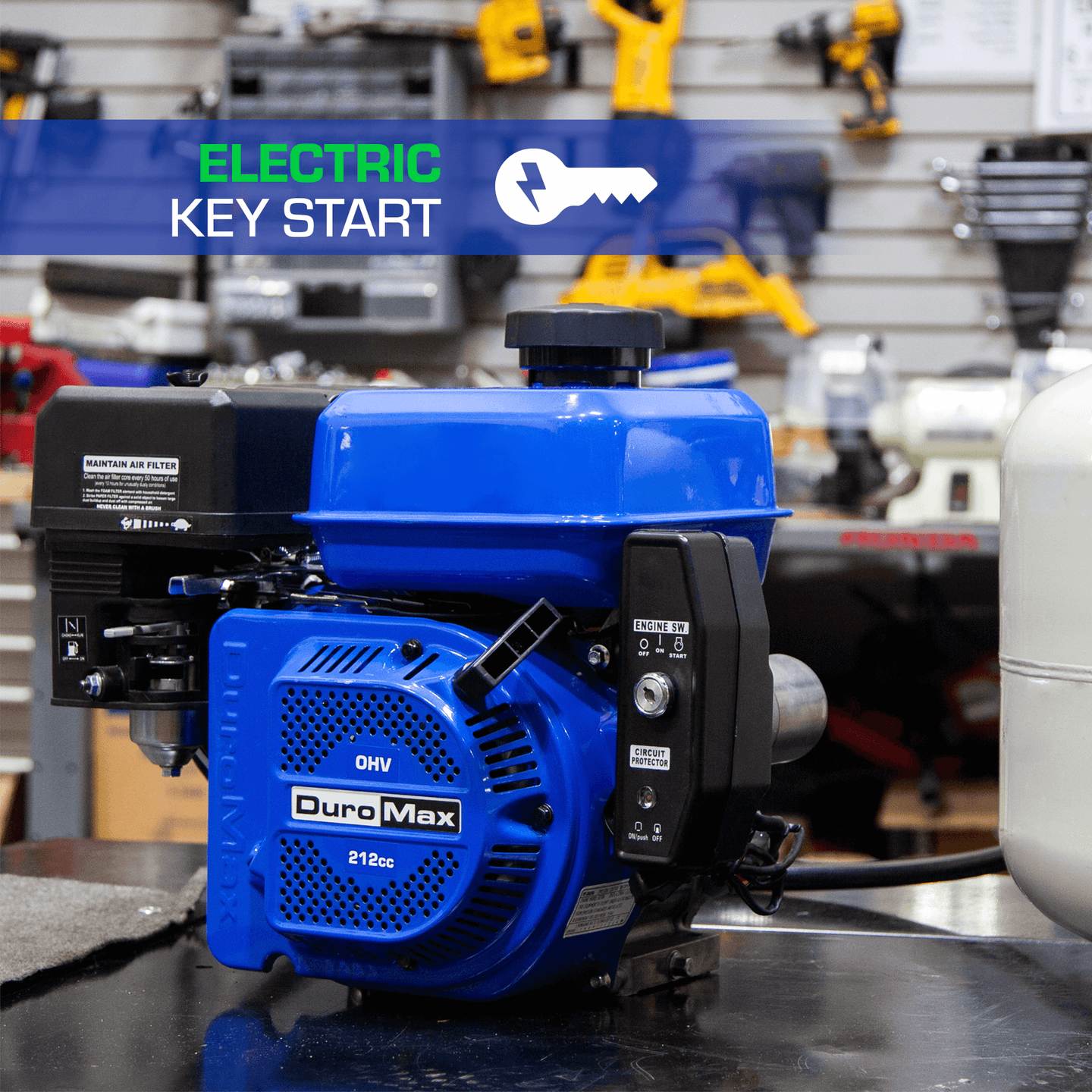 DuroMax XP7HPX 212cc 3/4" Shaft Recoil/Electric Start Horizontal Dual Fuel Engine - ShopHubDepot