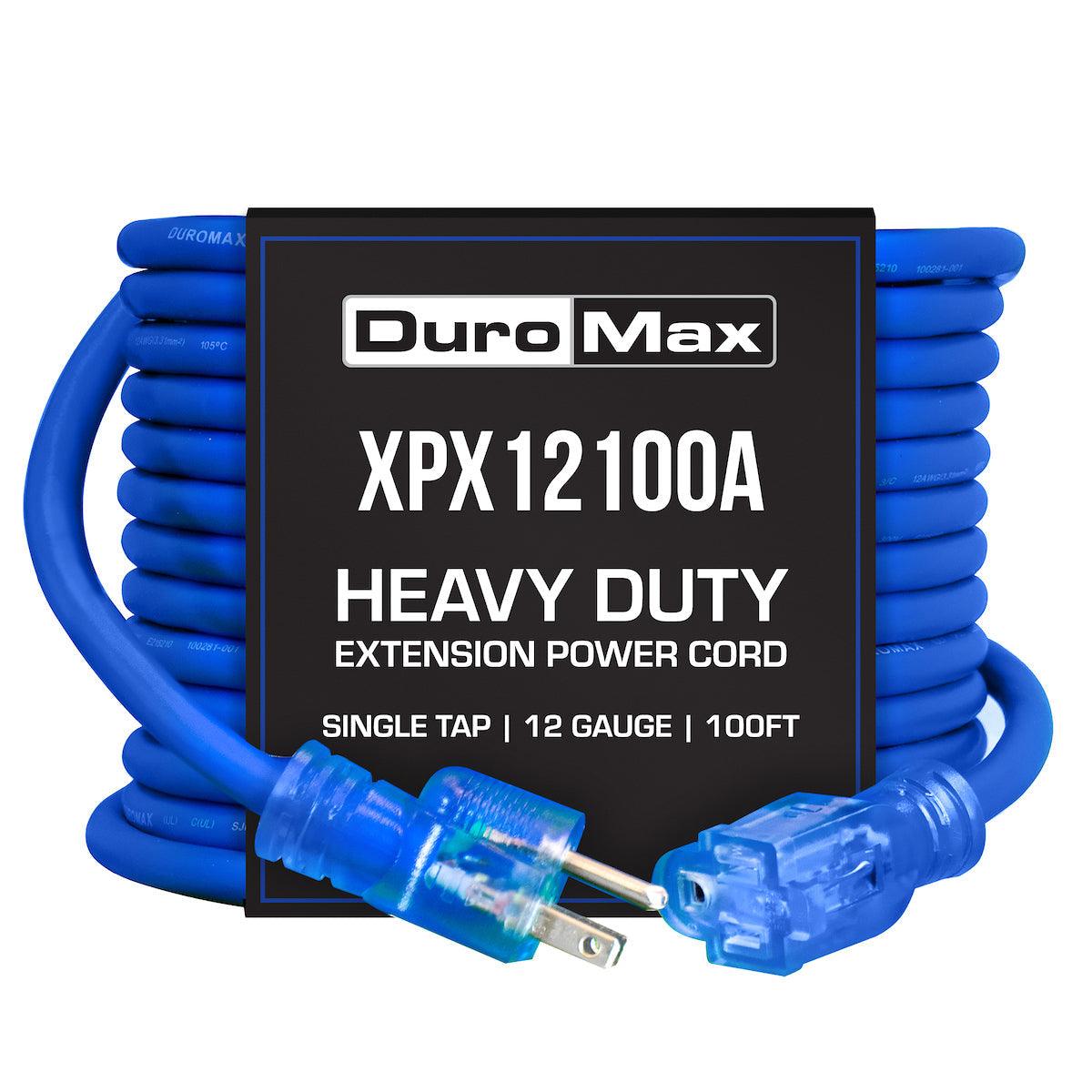 DuroMax XPX12100A Heavy Duty SJEOOW 100-Foot 12 Gauge Blue Single Tap Extension Power Cord - ShopHubDepot