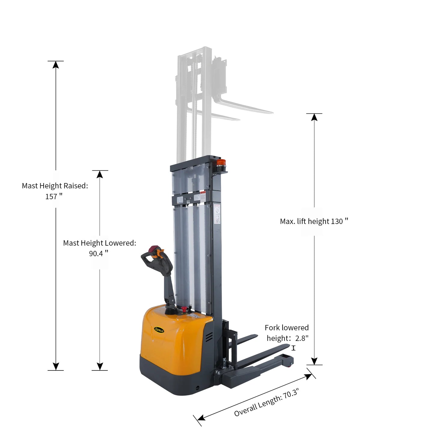 Apollolift Powered Forklift Full Electric Walkie Stacker 3300lbs Cap. Straddle Legs.98" lifting Local Pick-Up A-3050 - ShopHubDepot