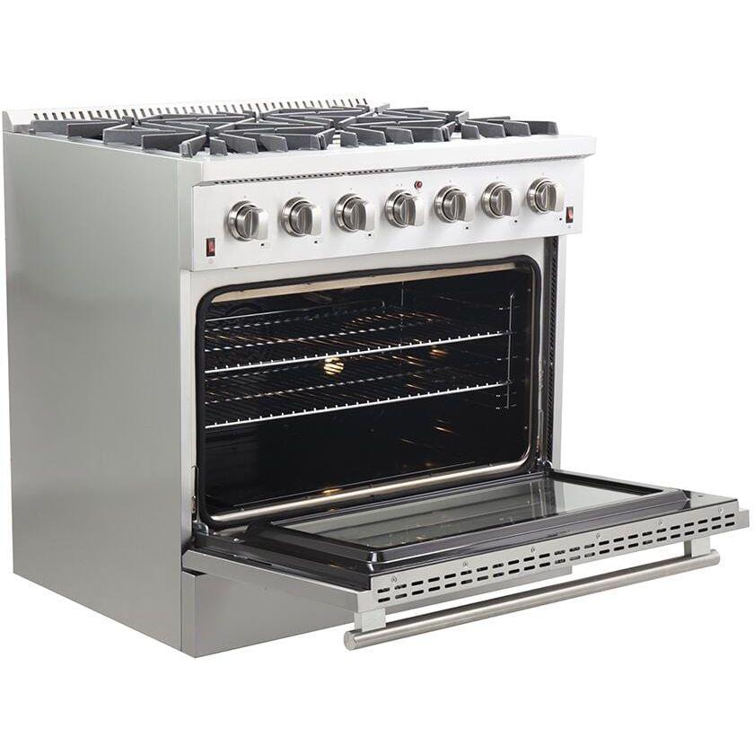 Forno Appliance Package- 36 Inch Gas Range, Wall Mount Range Hood, AP-FFSGS6244-36-W - ShopHubDepot