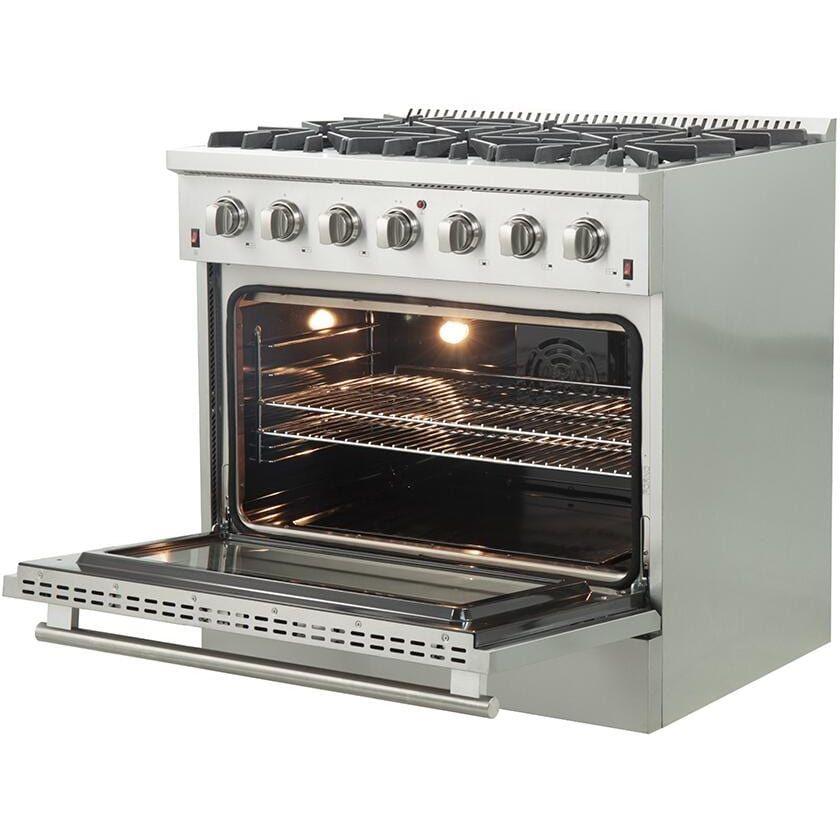 Forno Appliance Package- 36 Inch Gas Range, Wall Mount Range Hood, AP-FFSGS6244-36-W - ShopHubDepot