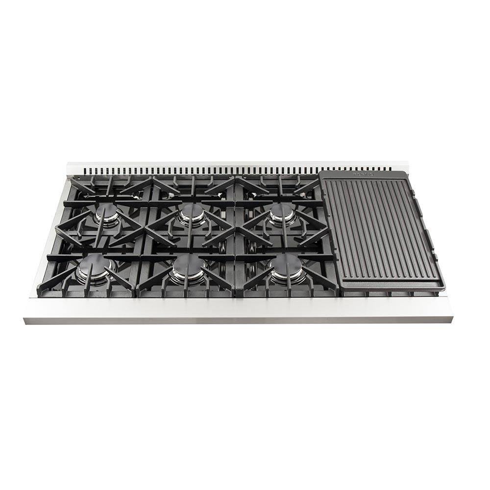 Forno 48" Galiano Gas Range with 8 Burners and Reversible Griddle in Stainless Steel (FFSGS6244-48) - ShopHubDepot