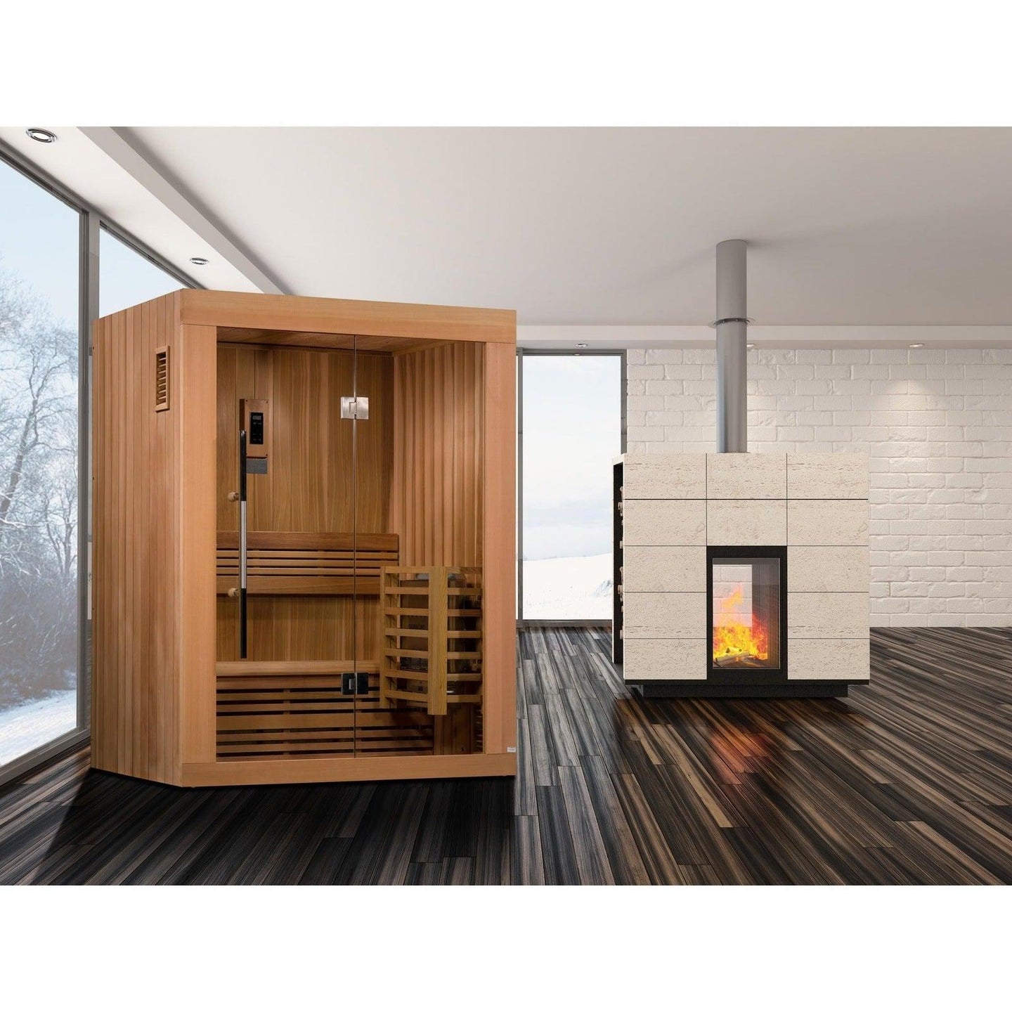 Golden Designs Sundsvall Edition 2 Person Traditional Steam Sauna - Canadian Red Cedar - ShopHubDepot
