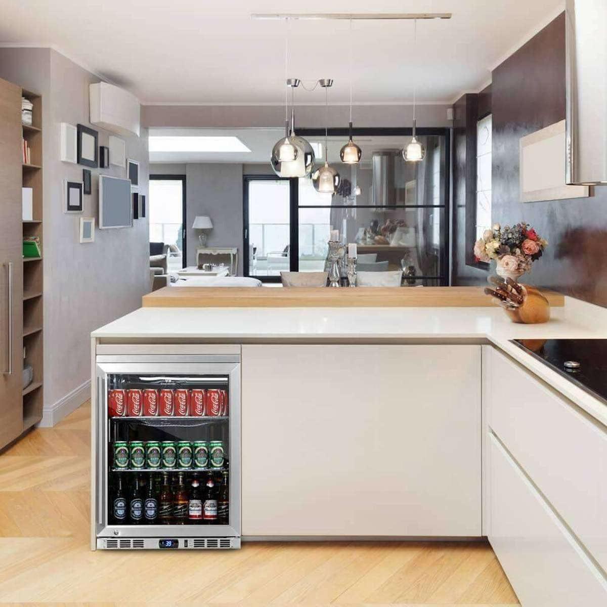 Kings Bottle 24 Inch Under Counter Beer Cooler Drinks Stainless Steel KBU55M - ShopHubDepot