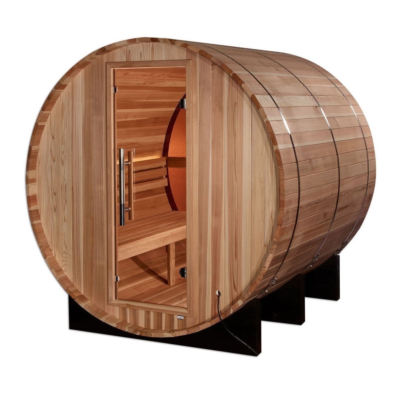 Golden Designs "Zurich" 4 Person Barrel with Bronze Privacy View - Traditional Sauna - Pacific Cedar - ShopHubDepot
