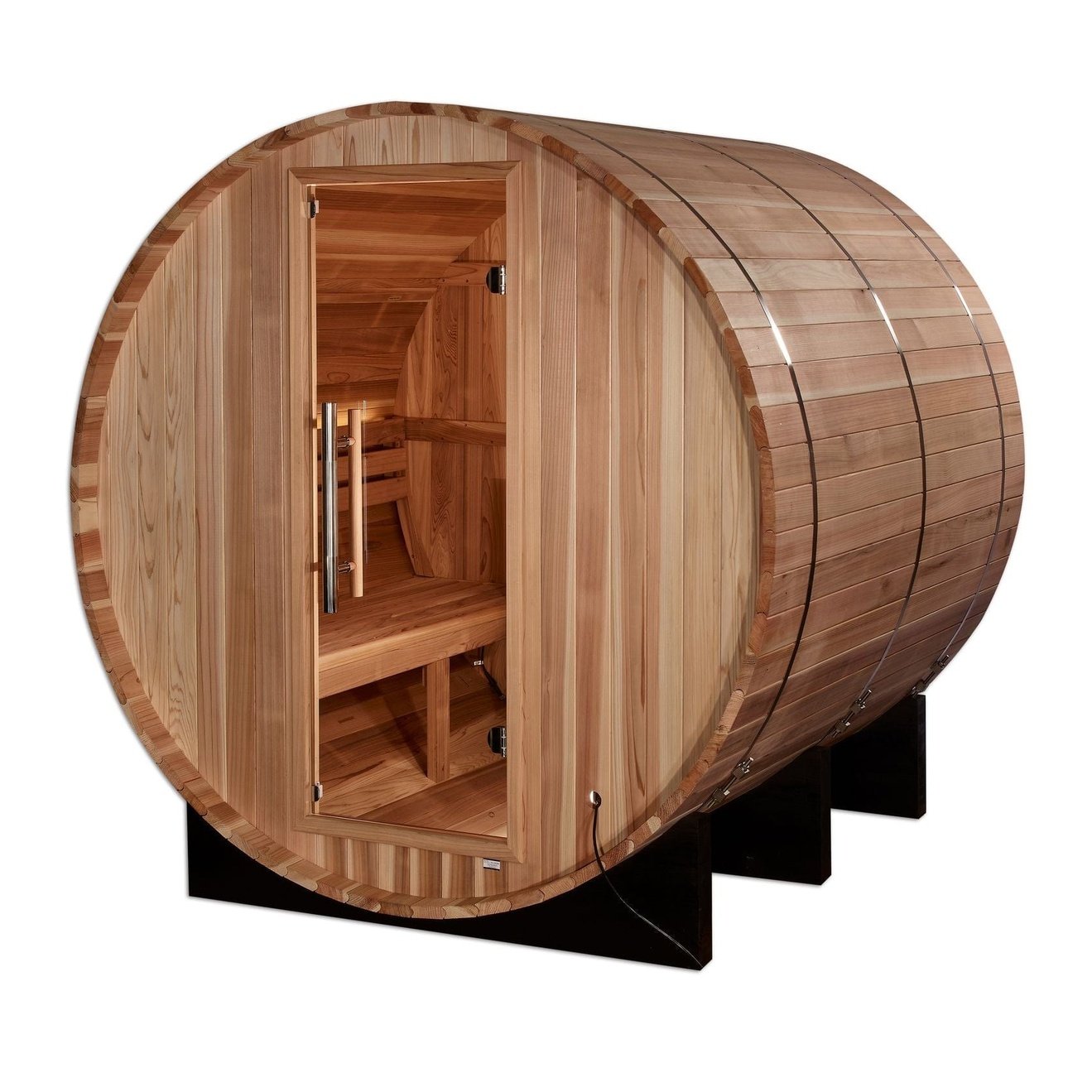 Golden Designs "Arosa" 4 Person Barrel Traditional Sauna - Pacific Cedar - GDI-B004-01 - ShopHubDepot
