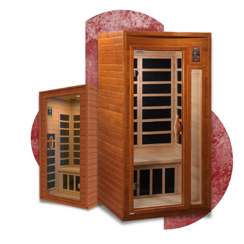 1-2 person sauna with compact wood cabin design, ideal for personal relaxation and efficient heat distribution in small spaces