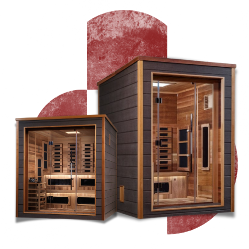 Hybrid sauna with dual heating options, featuring a spacious wood cabin, glass doors, and modern design for versatile sauna experiences