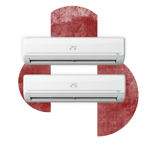 Wall-mounted home AC units with digital temperature displays, designed for efficient cooling and modern home comfort