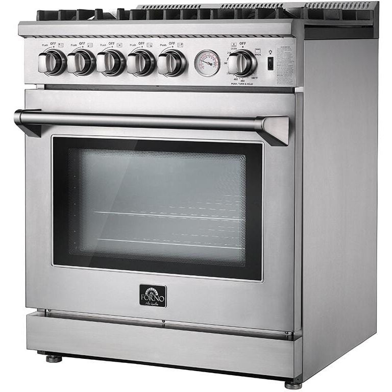 Forno 30″ Lseo Gas Burner / Gas Oven in Stainless Steel 5 Italian Burners, FFSGS6275-30