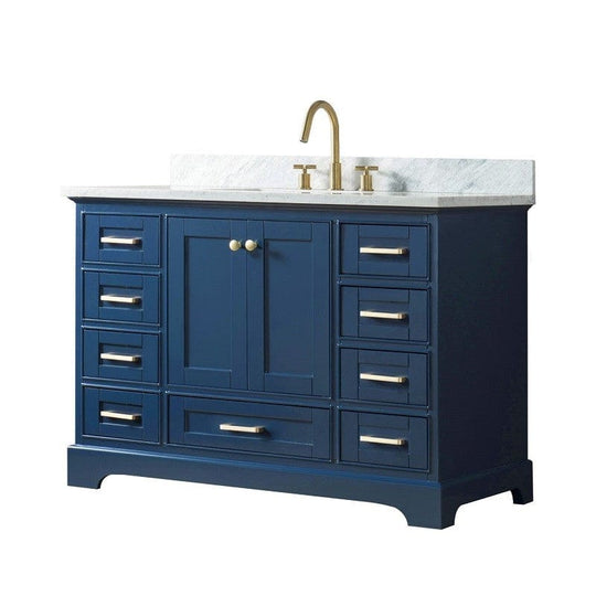 Legion Furniture WS3348-B 48 Inch Solid Wood Vanity in Blue, No Faucet - ShopHubDepot