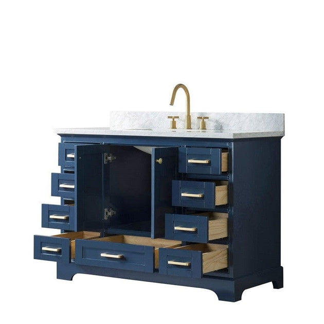 Legion Furniture WS3348-B 48 Inch Solid Wood Vanity in Blue, No Faucet - ShopHubDepot