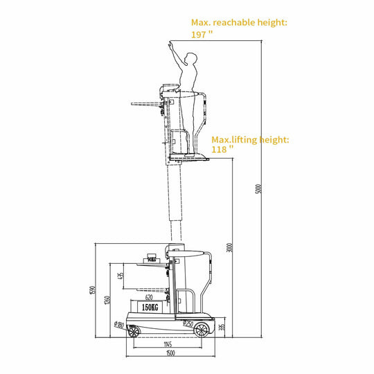 Apollolift  Fully Electric Mini Order Picker With Load Tray 200lbs. Capacity - A-5001 - ShopHubDepot