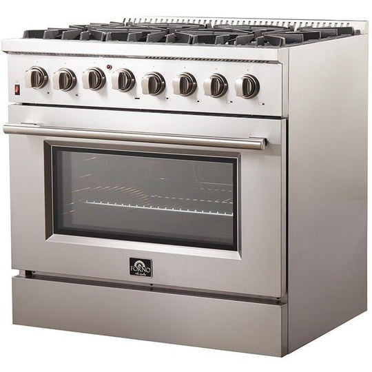 Forno 36″ Galiano Gas Burner / Electric Oven in Stainless Steel 6 Italian Burners, FFSGS6156-36 - ShopHubDepot