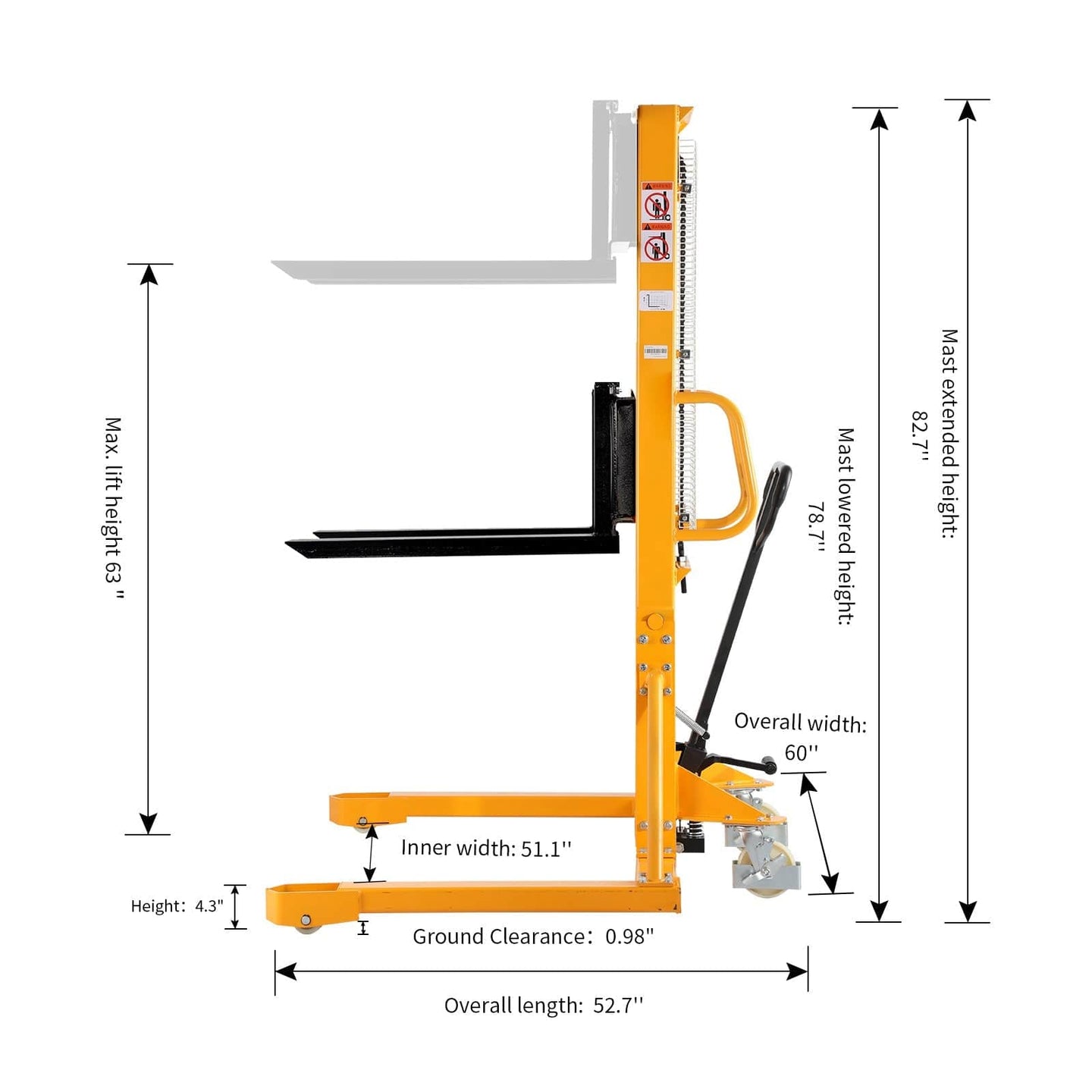 Apollolift Straddle Legs 1100lbs Cap.  63" Lift Height - ShopHubDepot