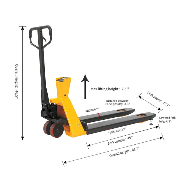 Apollolift Scale Pallet Jack 4400 lbs Cap. 45*27'' - A-1032 - ShopHubDepot