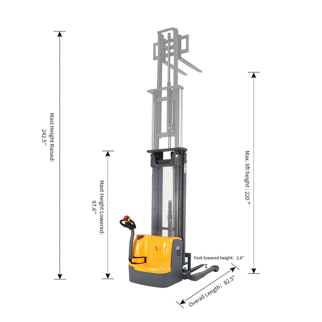 Apollolift Powered Forklift Full Electric Walkie Stacker 3300 lbs Cap. 220"Lifting A-3030 - ShopHubDepot