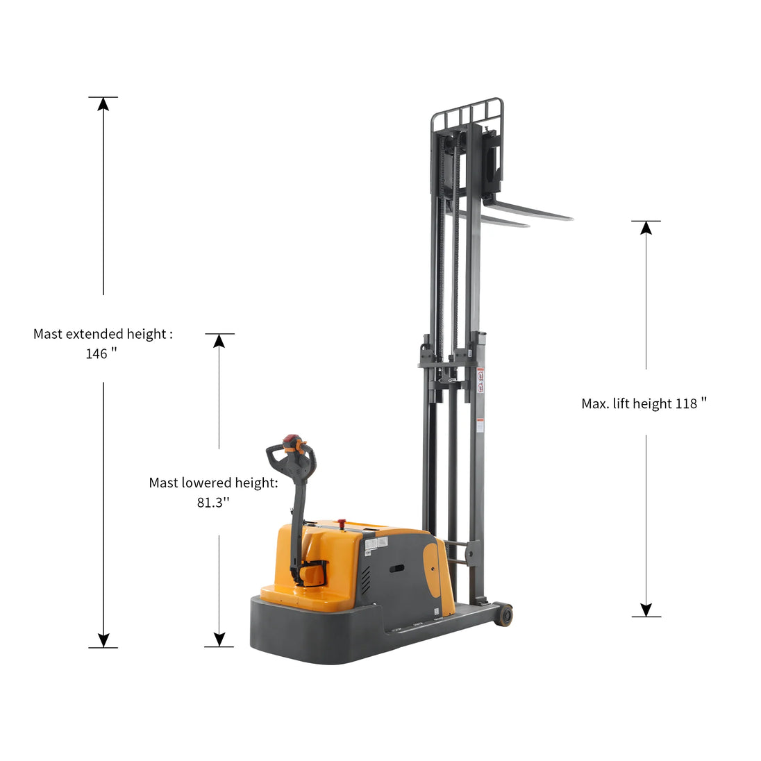 Apollolift Counterbalanced Electric Stacker 3300lbs 118" High Local Pick-Up A-3048 - ShopHubDepot