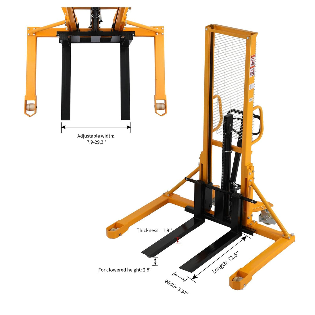 Apollolift Straddle Legs 1100lbs Cap.  63" Lift Height - ShopHubDepot