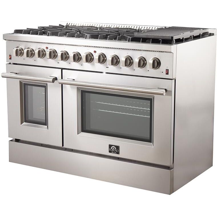 Forno Appliance Package - 48 Inch Dual Fuel Range, Wall Mount Range Hood, 60 Inch Refrigerator, AP-FFSGS6156-48-4