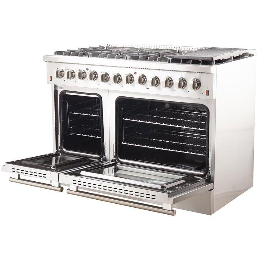 Forno Appliance Package - 48 Inch Dual Fuel Range, 60 Inch Refrigerator, Microwave Drawer, Dishwasher, AP-FFSGS6156-48-7 - ShopHubDepot