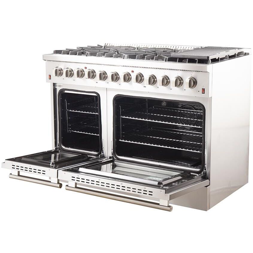 Forno Appliance Package - 48 Inch Dual Fuel Range, 60 Inch Refrigerator, Microwave Drawer, Dishwasher, AP-FFSGS6156-48-7