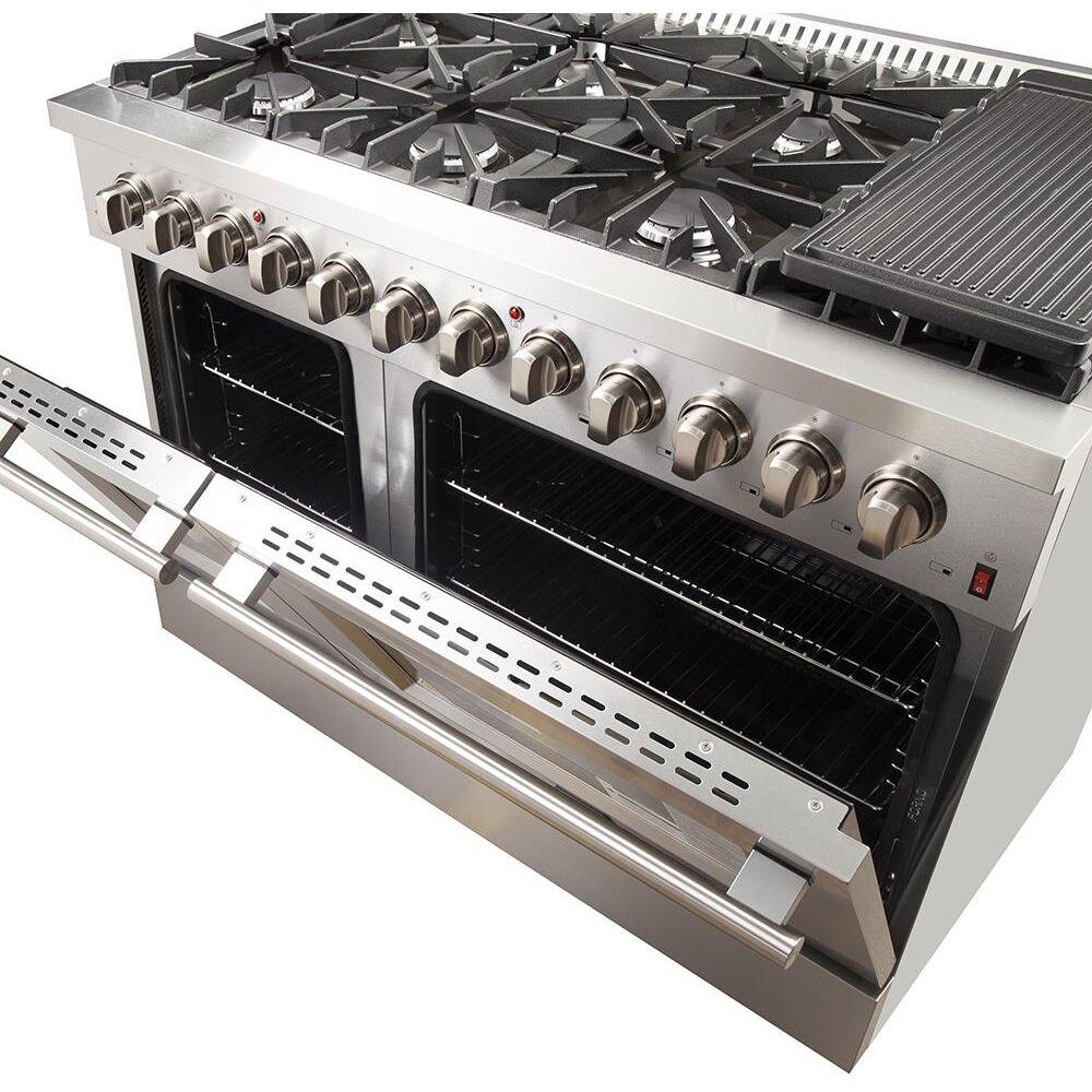 Forno 48 Inch Galiano Gas Burner and Electric Oven Range in Stainless Steel with 8 Italian Burners, FFSGS6156-48 - ShopHubDepot