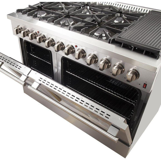 Forno 48 Inch Galiano Gas Burner and Electric Oven Range in Stainless Steel with 8 Italian Burners, FFSGS6156-48 - ShopHubDepot