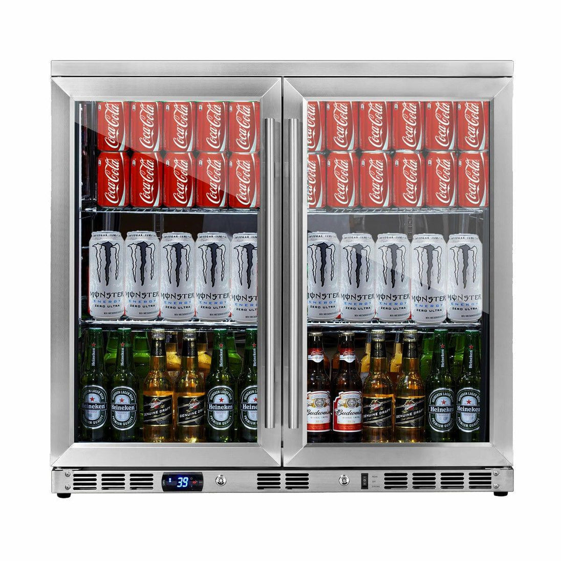 Kings Bottle 36'' Heating Glass 2 Door Built In Beverage Fridge - KBU56M - ShopHubDepot